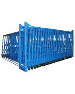 The Vertical Sheet Rack System comes standard with either 10 or 25 roll-out sheet racks within a compact, durable frame.